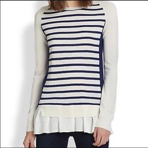 NAVY AND WHITE SWEATER BLOUSE